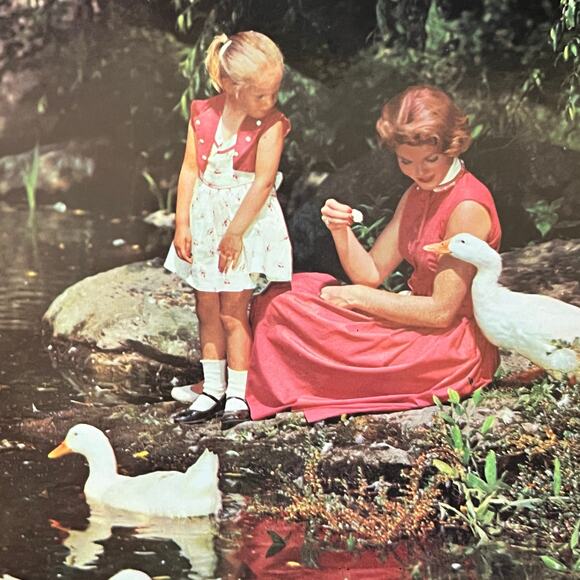 None and/or Unknown Other - 1950s Kitsch The Shady Lagoon Girl Feeding Geese 8x10 Art Print V2-1